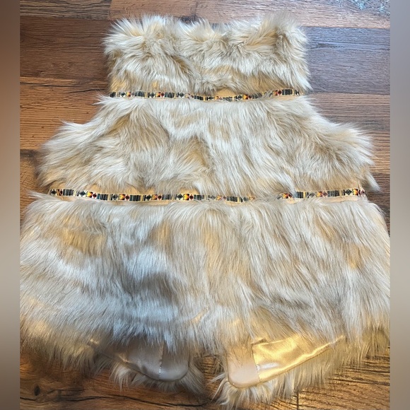 Faux Fur Southwestern Boho Vest • Ivory & Cream • Medium • NWT • New Directions - Picture 4 of 11